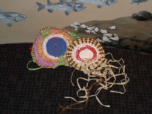 Baskets and mats woven by Pam Young